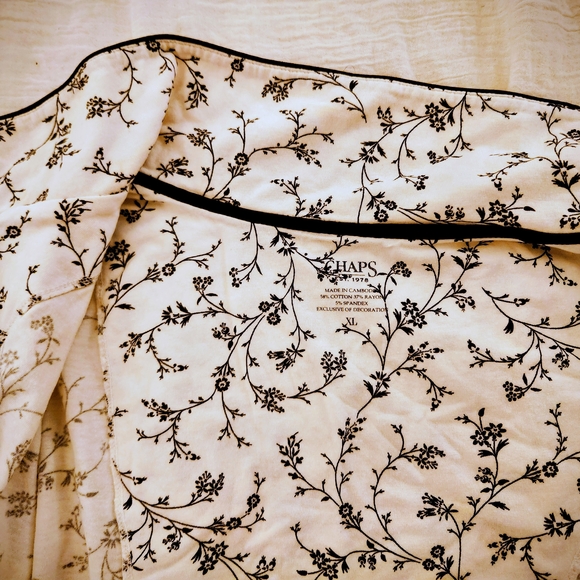 Black & White Floral Charter Club Cotton Blend Pajamas Monogram C Two Piece XL - Picture 13 of 16